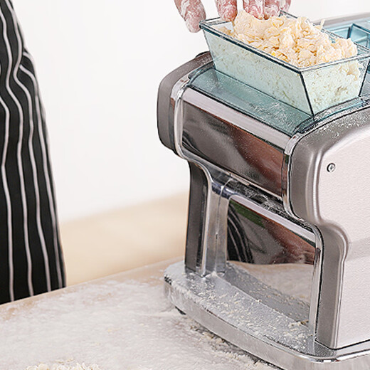 Jun Wife (JUNXIFU) Electric Noodle Machine Stainless Steel Noodle Press Small Commercial Noodle Machine Fully Automatic Intelligent Home Roller Noodle Machine Noodle Drying Machine Dumpling Wonton Skin Butterfly Noodle Drinking Machine Stainless Steel Two Knife Noodle Skin + 3 kinds of noodles With Color Box + Outer Box With Gifts