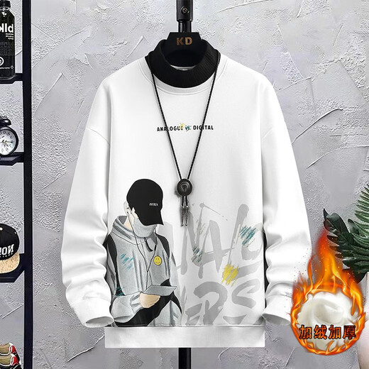 Moyu Spring and Automne and Winter Half-Leck Sweathirt garçon de 12-15 ans adolescent épaissis de base d'étudiant à tendance épaissie 3291 Sweat-shirt gris + pantalon plus en velours épaissi une taille L (80-100jin [Jin est égal à environ 0,5 kg]))