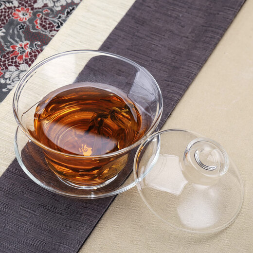 Variable large transparent glass tureen Kung Fu tea set Sancai tea cup tea cover set single heat-resistant tea bowl 200ml glass tureen