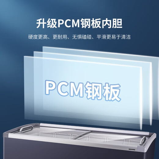 AUCMA Gefrierschrank Kommerzielle Vitrine Gefrierschrank Ladenvitrine Gefrorene Vitrine Horizontaler Inselschrank mit großer Kapazität Supermarktladen Convenience-Store Supermarktkombination Inselschrank Gefrierschrank 702L丨Verbesserter Lichtstreifen丨SD-702C