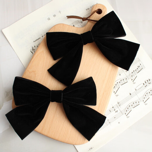XiaoWenZi jisoo Jin Zhisoo's same black bow hair clip girl's Japanese and Korean velvet hairpin ponytail hair tie 2# Zhao Lusi-same green streamer hair ring