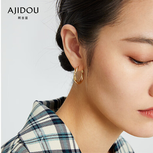 AJIDOU Ajidou earrings high-end niche design hoop earrings double braided earrings personalized earrings birthday