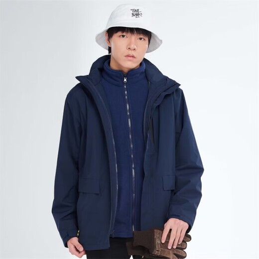 BRELRMON韩版冲锋衣女男防风户外防寒三合一保暖可拆卸滑雪登山服夹克外套 HS12805藏青-男 S