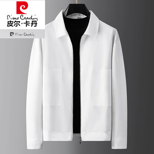 Pierre Cardin (Pierre Cardin) light luxury spring new white men's lapel jacket slim solid color casual business jacket high-end simple top white-style regular M
