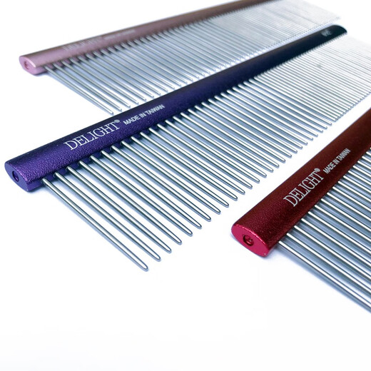 DELIGHT Pet Comb Cat and Dog Comb Ragdoll Cat Knot Comb Teddy Bichon Dog Combing Artifact Pulling Comb DL103-1 Aluminum Handle Comb 19cm-Purple