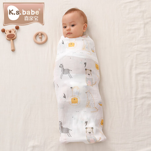 Xiqinbao baby towel swaddle towel anti-shock single layer gauze blanket bath towel 115*130cm cm animal park
