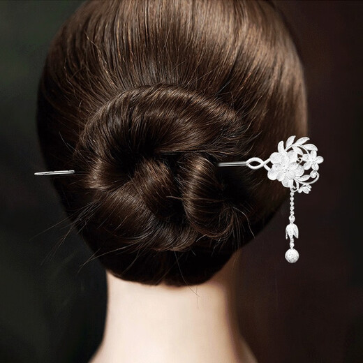 Enchanting Cat 99 sterling silver hairpin, ancient style hairpin with tassels, new Chinese style rocking hairpin, high-end ladies birthday gift, practical for girls, butterfly flower full silver hairpin, free certificate, gift box, 1 piece set