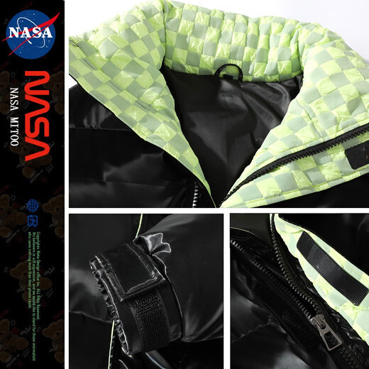 NASAMITOO羽绒服男女冬季国潮牌棋盘格立领情侣保暖轻薄外套青少年休闲衣服 9215水墨黑 L