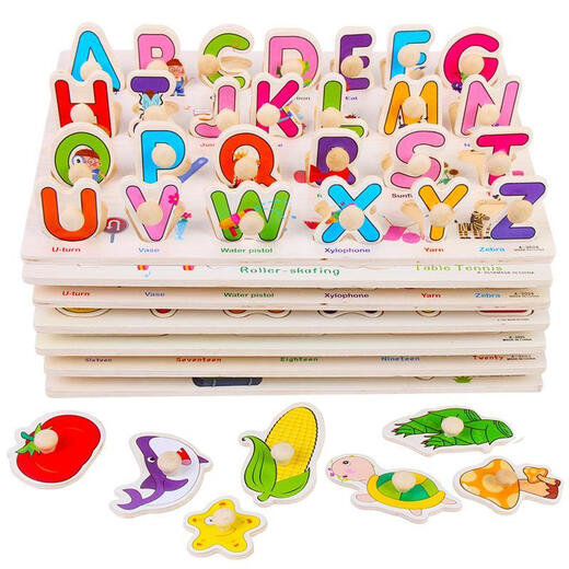 Hongyu Zhijie Rompecabezas de madera animal Cognitive Hand-Catch Tard de juguete para niños e hijos Educación temprana Carta digital Junta de madera 1-10 Números Tablero de captura de manos
