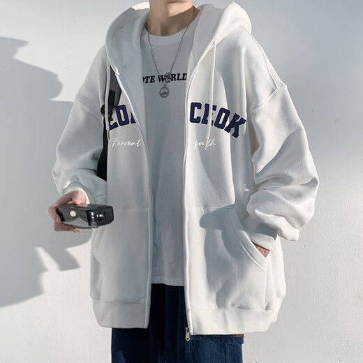 Xixi sweatshirt men's spring and summer American fashion brand sports hooded cardigan coat top clothes jacket apricot XL - recommended 110-130 Jin Jin equals about 0.5 kg