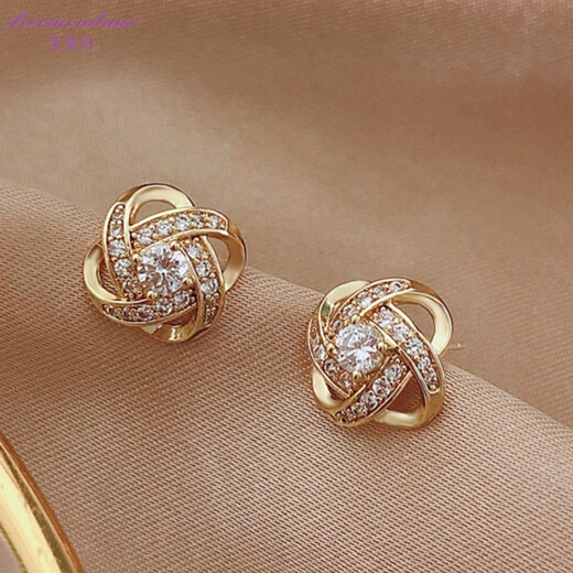 BORMENDAM four-leaf clover earrings for women, high-end, light luxury, niche temperament, fashionable, versatile, elegant style earrings, earrings, gift, windmill swirl earrings, gold