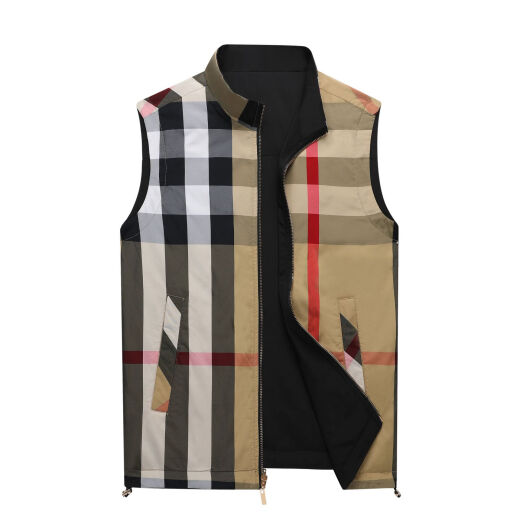 Naron Paul polo double-sided plaid vest for men autumn new polo logo embroidered business casual vest vest black XL