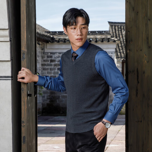 YOUNGOR wool vest for young and middle-aged men sweater vest dark gray L 105cm