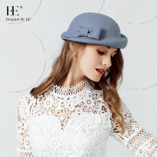 EE Hiver Nouveau toppers en laine polyvalente tendance littéraire européenne et américaine élégante British Hat 5116 Black Réglable (53-57 cm)
