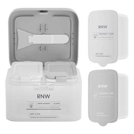 Ruwei (RNW) two-color mud mask hydrating and moisturizing zone cleansing mask smear-type oil removal black and white mask blackheads for men and women cleansing mud mask + refill 240g