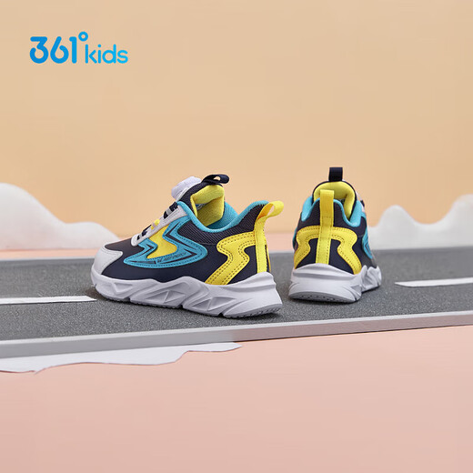 361 children's running shoes 25 autumn and winter for boys and girls 3-14 years old cushioning button leather sports shoes blue 30