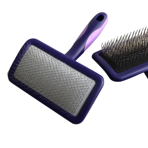 Delight's Ship's Notes Double Purple Star Pet Needle Comb Cat and Dog Hair Comb Teddy Open Knot Bichon Fluffy Hair Removal Comb Double Purple Star Soft Needle-(10*6 cm)