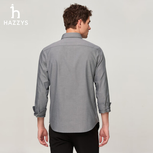 HAZZYS Men's Casual Commuting Long Sleeve Shirt Men ASCZK1BCF10 Black BK 180/100A50