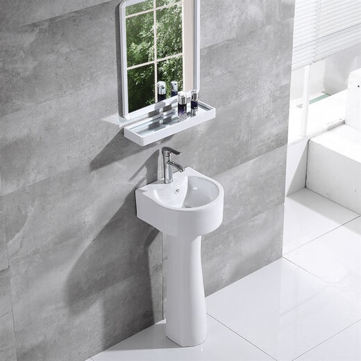 Small size pedestal basin household wash basin integrated ceramic wash basin small apartment floor-standing mini small basin 30CM (pure white) + single cold faucet
