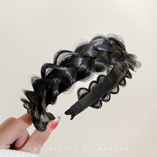 Avani Korean Dongdaemun hair accessories fabric cross wide-brimmed headband versatile braid wig hair hoop fishbone braid headband dark brown R152