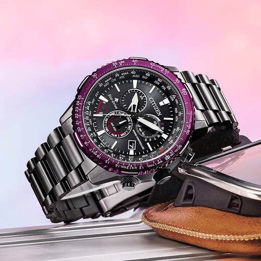 
CITIZEN photodynamic perpetual calendar artificial sapphire mirror multi-site radio wave fashion waterproof men's watch gift recommendation Red and black CB5009-55E