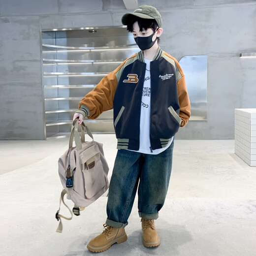 THINKPIRE Boys' Padded Jackets Children's Baseball Uniforms Autumn Clothes for Big Boys Men's Clothes 2025 Winter Boys' Clothes Jacket Tops Gray Size 160 Recommended Height 150CM