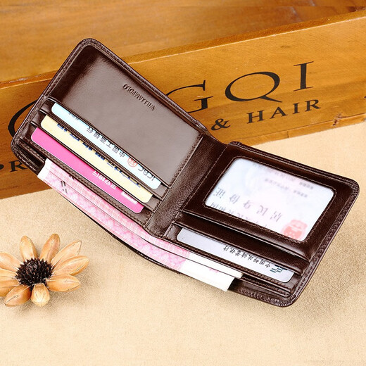 WILLIAMPOLOPOLO男士钱包短款真牛皮卡包油蜡皮钱夹横款钱包  咖啡色-2折