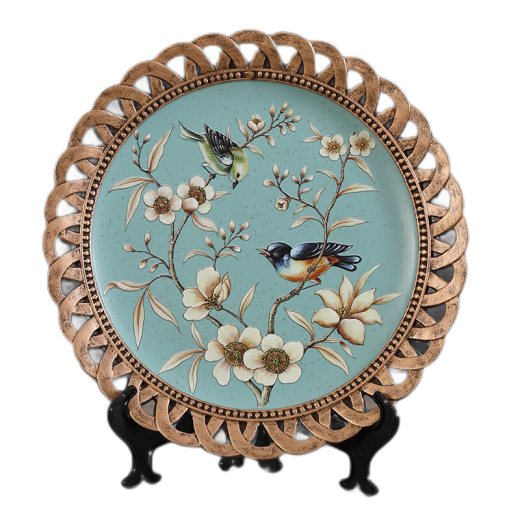 
Tira European style decorative plate ornaments placing plates and viewing plates and living room model room entrance American style decoration decoration 1047 wooden bracket