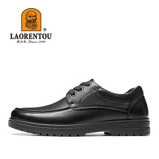 LAORENTOU leather shoes men's first-layer cowhide business casual shoes lace-up wear-resistant slip-resistant dad shoes loafers 510200819 black 42