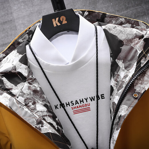 Scarecrow (MEXICAN) windbreaker men's autumn Korean style trendy camouflage workwear hooded jacket mid-length top men's khaki. M