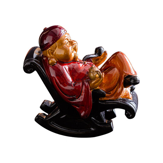 Leisure products, exquisite color-changing tea pet rocking chair ornaments, creative landlord old rich landlord landlord tea pet tea play kung fu tea set accessories, color-changing tea pet-landlord old fortune (orange) urine boy 2