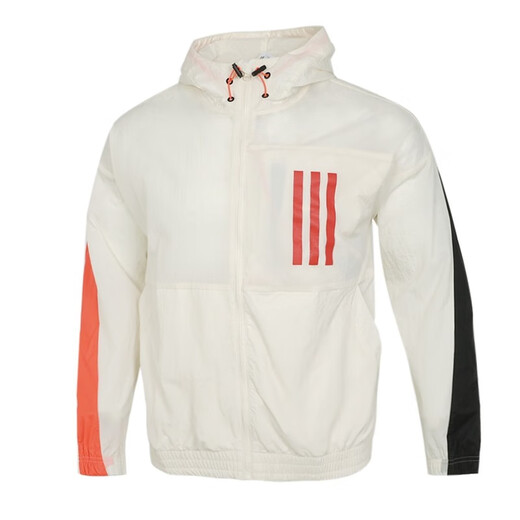 阿迪达斯 （adidas）外套男装夏季新款运动服梭织透气皮肤衣连帽上衣夹克H39836 H39836米色 M
