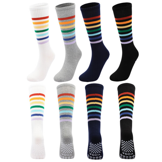 Huodiniao Yoga Socks Non-slip Professional Women's Autumn and Winter Long-Tube Pilates Special Socks for Adult Sports and Fitness Training Floor Socks. Optional Three Pairs Color Contact Customer Service for Notes