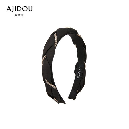 AJIDOU birthday Ajidou headband women's fabric and sparkling rhinestone braided goddess girl counter same style headband hair accessories black 1 piece