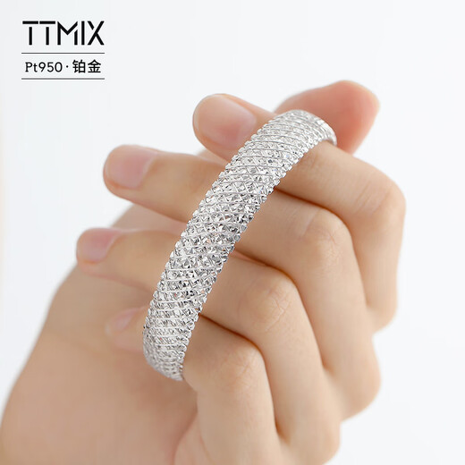TTMIX Brilliant Starlight Platinum Bracelet PT950 Platinum Temperament Fashion Bracelet Wire Bracelet Birthday Gift 56mm Weight 15.26g Width 10.1mm