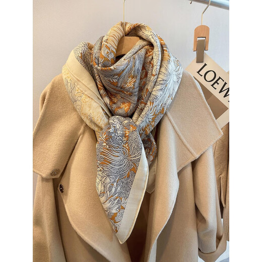 Story Life Gifts Silk Buff Femen's Outumn and Winter Silk lana de seda suave Bufanda cuadrada grande CALLO Cálido Taloso Temperamento Versátil de Mujeres Fubao