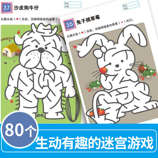 Kumon-style education, the most fun maze book for 3-4 year old children, maze adventure, children's logical thinking and concentration training book, baby's enlightenment puzzle and intelligence development adventure game, children's preschool education, thinking and logic knowledge training game book