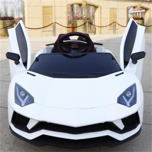 Harman Roe Lamborghini children's electric car four-wheel car with remote control baby toy car can sit on the child's stroller GK1 white