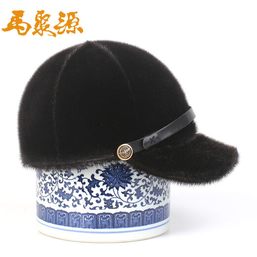 Majuyuan Chinese time-honored brand winter youth British small-brimmed top hat middle-aged and elderly retro hat seal wool sheepskin strip knight hat A seal baseball cap brown 56cm