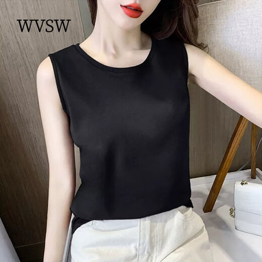 WVSW轻奢潮牌纯棉背心女内搭甜美设计感小众遮肉无袖外穿洋气运动上衣 白色 M 建议100内