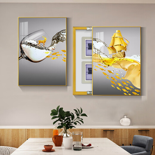 Yusenyi Restaurant Electric Meter Box Two-Link Decorative Painting Light Luxury No-Puncture Distribution Box Main Switch Box Covering Multimedia Box 15838/15839 40*60 (accommodation 30*50) Left Sub-Push Push Pull