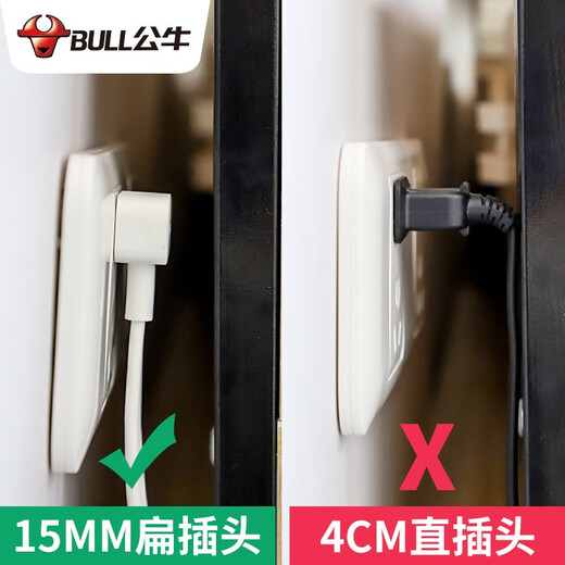 Bull Socket Ultra-Thin-Stecker, Ultra-Flat-Kopf-Sockel Dünne Flach-Stecker-Platine an der Wand und zwei Fuß-Stecker Drei-Loch-Kleinstock-Konverter, Verdrahtplatine für Reihenstecker mit Draht [Ultra-Thin-Stecker] 1,8 Meter 3 Stecker Position 3 USB B403U