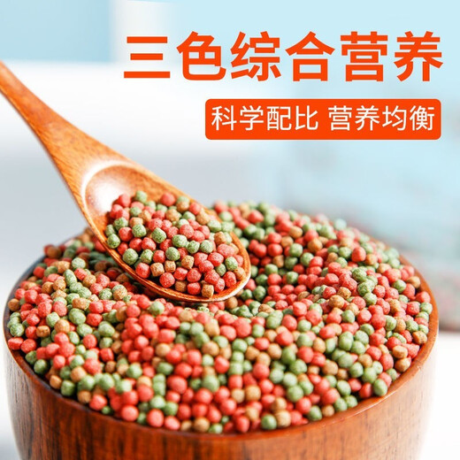 NaiChong (NaiChong) Fish Food Goldfish Koi Fish Feed Small Grain Fish Food Ornamental Fish Home Small Goldfish Special Floating Color and Weighting Three-in-One 300g*2 Barrels [Total 600g] Small Grain 1mm [suitable for 5-9 cm fish]