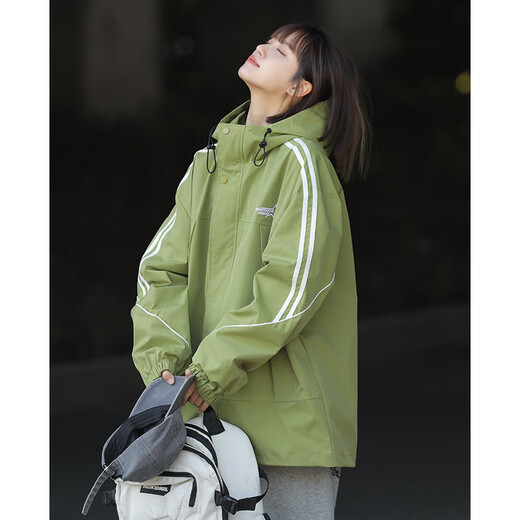 
Foss Phil jacket men's 2025 new spring and autumn striped outdoor casual trend charge jacket top for men and women couple JKCY-JK9276 avocado color XL