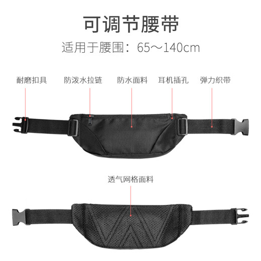 ESCASE Running Waist Bag Men's Lightweight Sports Fitness Hanging Waist Mobile Phone Bag Women's Safety Night Running Multifunctional Equipment Large Capacity Water-Repellent Belt MP14Pro Black