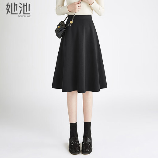 She pool high waist mid-length skirt 2025 autumn and winter new women's fashion simple commuting pleated skirt