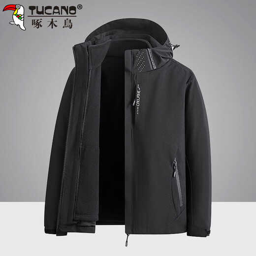 Woodpecker (TUCANO) Jacket Men's Jacket Men's Autumn and Winter Three-in-One Casual Outdoor Sports Men's Wear Black 2XL