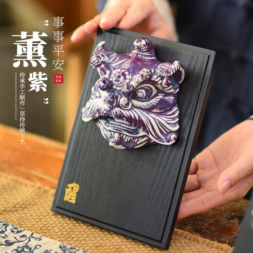 翊珗（YIXIAN）舞狮摆件岭南醒狮狮头国潮文创装饰品陶瓷公司商务礼品定制伴手礼 玉髓绿中号礼盒装【顺丰陆运】
