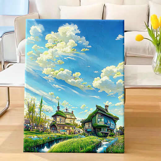 Long time no see digital oil painting diy hand-painted graffiti acrylic oil painting summer green landscape painting coloring handmade decorative painting