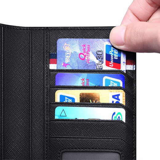 Kaiser Paul Williampolo Kartenbeutel Herren Brieftasche Herren Langer Geldbörse Herren der oberen Leder -Brieftasche Herren schwarzes Kreuz Muster